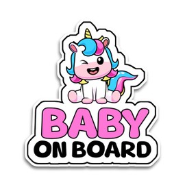 Baby on Board Signs for Car, 6.5 x 6 inches Cute Baby Unicorn, Waterproof and UV-Resistant Baby on Board Sticker, Durable Baby Sign for Safety Awareness, Easy to Apply for Window or Bumper