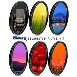 82MM Ultimaxx Professional Six Piece Gradual Color Filter Kit (Orange, Yellow, Blue, Purple, Red, Grey) for Camera Lens with 82MM Filter Thread and Protective Filter Pouch