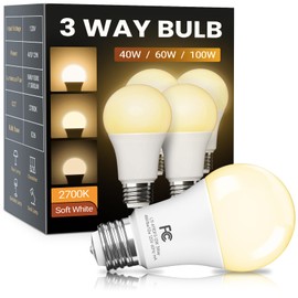 TJOY 3 Way Light Bulbs 40 60 100 Equivalent Soft Warm White 2700K, Dimmable A19 Three Way Light Bulbs E26 Medium Base, 4/8/12W Energy Saving UL Listed for Floor Lamp, Desk Lamp and Table Lamp, 4 Pack