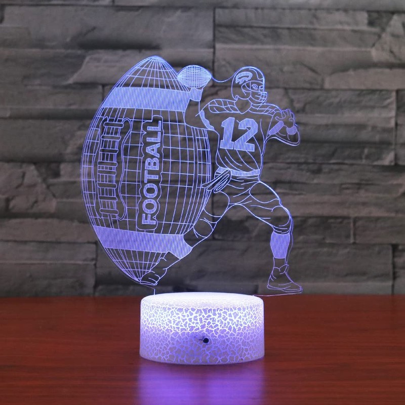SUPERHONGJIHAO Night Light for Children, 3D Rugby LED Lamp with