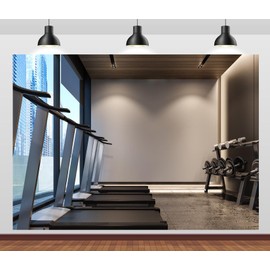 Loccor 5x3ft Fabric Gym Backdrop Modern Fitness Room Interior Equipment Sport Photo Background Fitness Club Backdrop for Men Women Healthy Lifestyle Photo Booth Studio Props