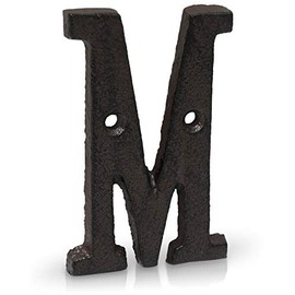 Basic Fundamentals 3-Inch Cast Iron Letters for Wall and Mailbox - Letter M - Industrial Design Mailbox Letters for Address Sign and House Decor - Black Brown