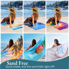 Casa Platino Microfiber Beach Towel 6 Pack – Extra Large 71"x32" Sand Free, Quick Dry Towels with Double-Sided Prints, Lightweight & Soft, Perfect Beach Towels for Girls, Travel & Camping – Marsa