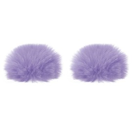 PATIKIL Furry Microphone Windscreen 7mm x 60mm Mic Cover Windshield for Indoor Outdoor Microphone Purple 2 Pack