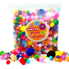 500 PCS Pompoms for Crafts,Pom Poms in Bright & Bold Assorted Colors,Pompoms for Arts and Craft Making Decorations，Assorted Sizes