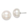 925 Sterling Silver 12mm White Freshwater Cultured Button Pearl Stud