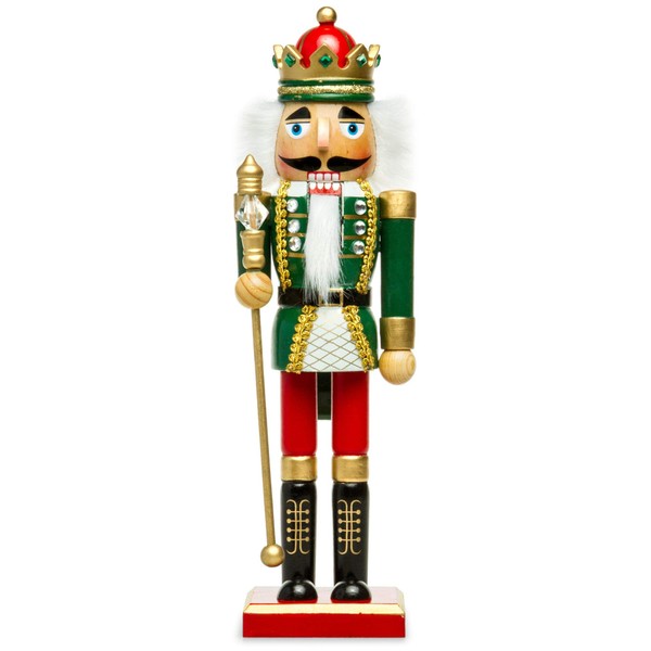 Sikora NK-D Elaborately Designed Decorative Nutcracker Figurine Made of Wood, Colour/Model: D01 Green/Red, King Height in cm: Height Approx. 36 cm