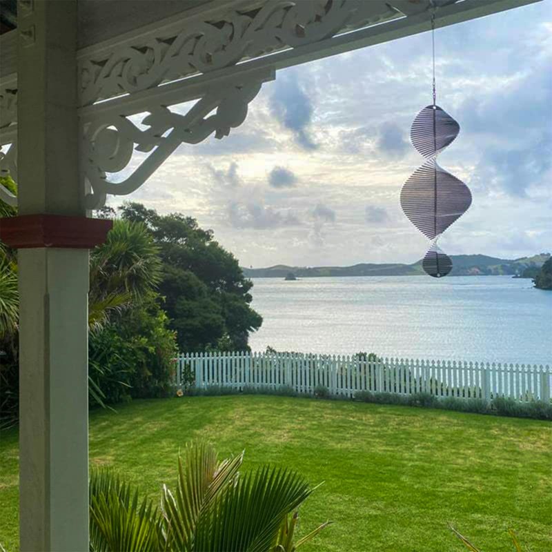 Metal spiral oval wind chime, 3D wind chime, 360 °