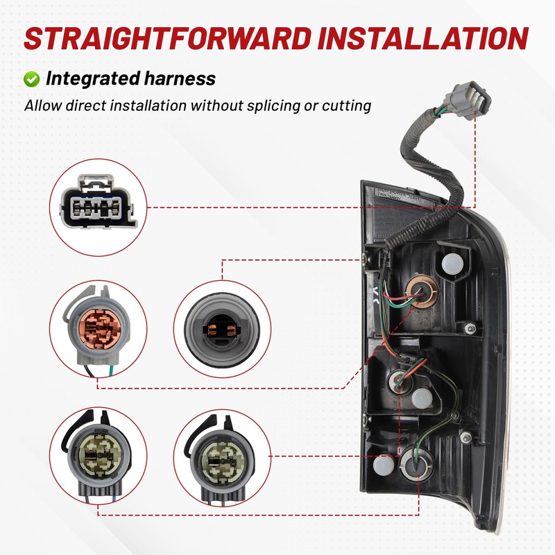 RED WOLF Driver Side Tail Light Harness for 2003-2007 GM