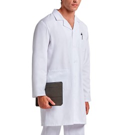 KLOTTZ -K9094 Mens Work Jacket with Pockets Unisex Perfect Medical Work, Services, University and Dentist. High Quality Washable Fabric, White, L