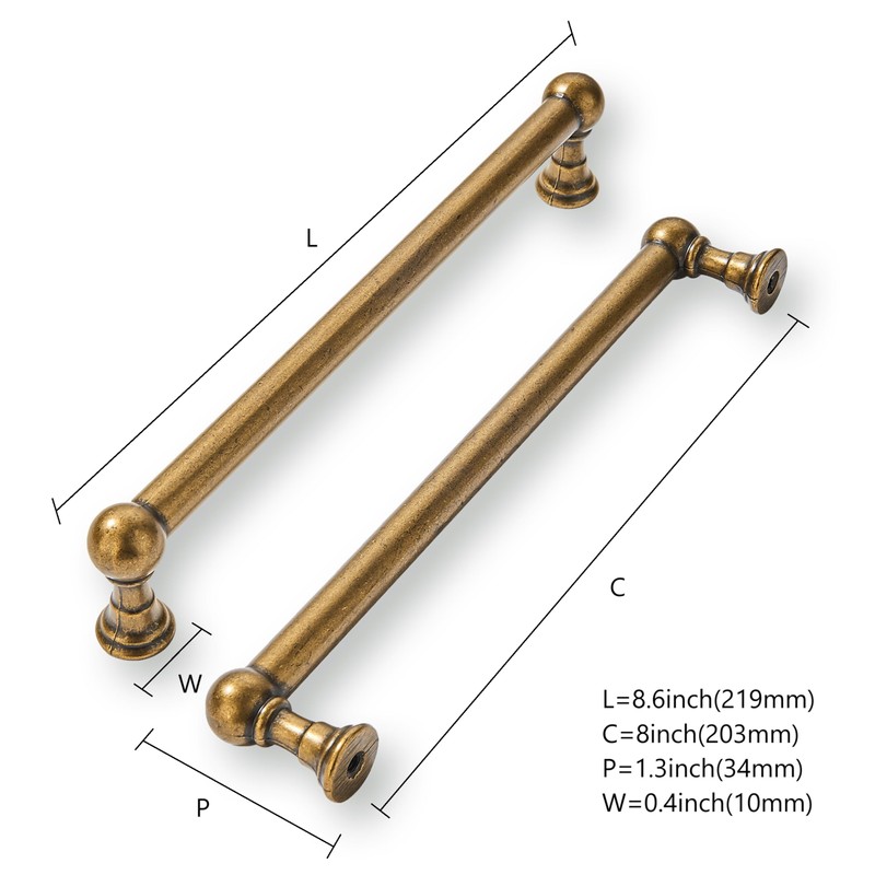 khtumeware 2 Pack 8 Inch Hole Center Antique Brass Cabinet