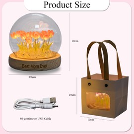 XLMJDZQ Mothers Day Gifts for Mom from Daughter,Forever Tulips Flower Lamp with USB Interface,Tulips Artificial Flowers for Room Decor Aesthetic,Unique Romantic Birthday Gifts for Mom from Son.