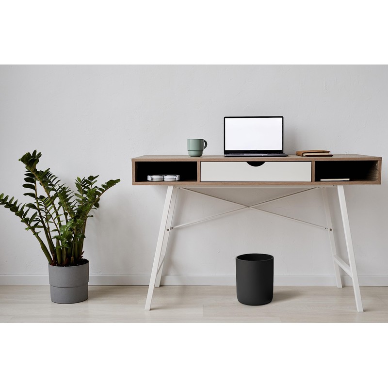 Essentra Home Matte Black Wastebasket Recycling Bin for Office, Trash