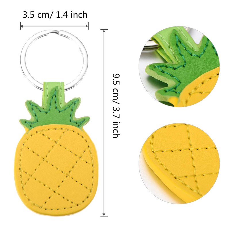 [AYOMI] Leather Yellow Pineapple Keychain Purse Bag Charm Car Cell