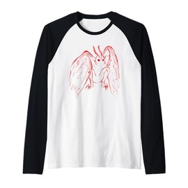 Red Mothman Gifts Cryptozoology Retro Creepy Folktales Raglan Baseball Tee