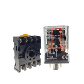 MK2P-I DC 12V Coil 8 Pin 2NO 2NC DPDT Power Relay & Plug-in Terminal Socket Base DC 12V Electromagnetic Relay(Quality Warranty 1 Years) MK2P-I