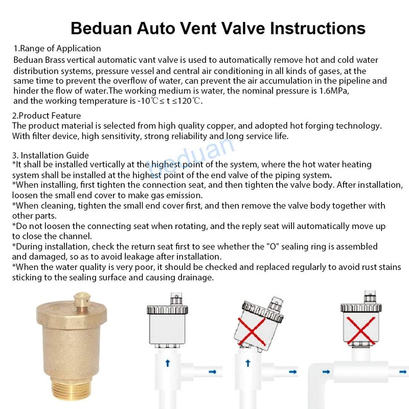 Beduan Brass 10500-VE Automatic Float Valve, 1/4" Male Thread Air
