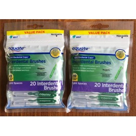 EQUATE 2 Pack of Equate Interdental Brushes for Tight Spaces 20ct each