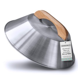 Mammafong Aluminum Wok Dome Cover for 14" Hand Hammered Wok, 13 inch Flat Wok Lid