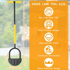 108 cm Edge Cutter, Lawn Edging Cutter with Handle, Sawtooth Lawn Edging Cutter, Manual Lawn Edging Cutter, Robust Garden Edging Tool for Garden, Walkway, Flower Beds, Serrated Edge