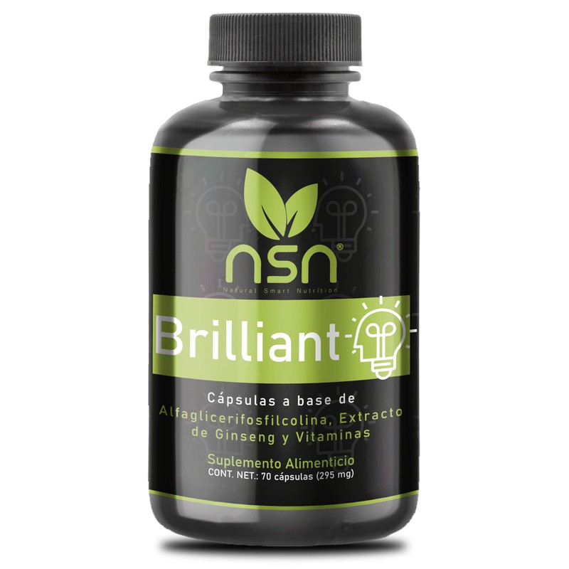 NSN Brilliant Nootrópico con Ginseng Panax, Alpha GPC Enfoque y