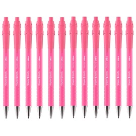 Paper Mate FlexGrip Ultra Retractable Ballpoint Pens | Medium Point 1.0mm | Black Ink | Pack of 12 | Pink Barrels