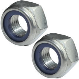 AERZETIX - C49576 - Set of 2 locking nuts, stop nuts, hexagonal M16 outer 24 mm, stainless steel 2 - self-locking nuts with nylon ring - DIN 985