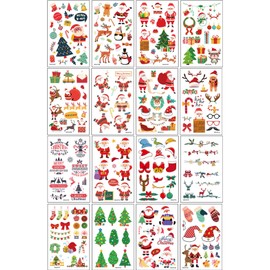 Christmas Temporary Tattoos for Kids, Christmas Tattoos 400PCS Xmas Waterproof Body Stickers, Arm Face Fake Tattoo, Cute Cartoon Holiday Party Favor Supplies Decorations for Women Adults