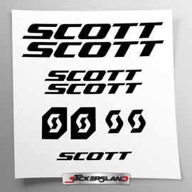 Stickersland® Sticker Set for MTB Mountain Bike and Helmet | Sticker with Logos | Scot (Black Glossy) - PVC, Weatherproof, Dirt and Scratch Resistant, 10 Year Shelf Life