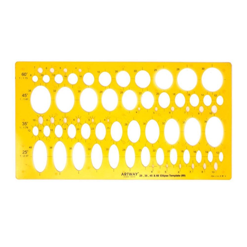 Artway Stencil Templates Assorted Flexible Plastic Templates,Orange,- Set of 4