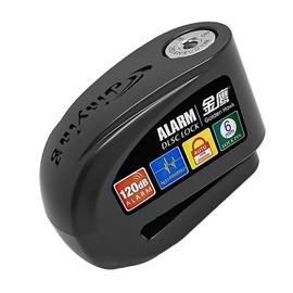 Motorcycle Lock 120db Alarm Disc Brake Lock Waterproof Anti-Theft Aluminium Alloy Lock with Reminder Cable, Fit for Motorcycle E-Bike Bicycle Scooter - color: Black