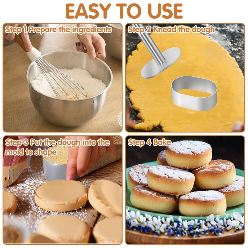 3Pcs Polvoron-Molder-Filipino Cookie Press Shortbread Polvoron Mold 2.5in Stainless Steel