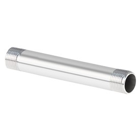 Quickun 304 Stainless Steel Nipple Pipe Fitting, 3/8" NPT x 3/8" NPT Male Malleable Nipple Cast Pipe 6" Length
