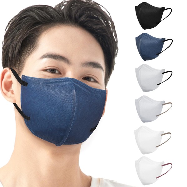【春夏新色バイカラー】3Dマスク 大きめ メンズ ネービー 立体マスク 大きめ 不織布 30枚「フィット感UP!」肌にやさしい 息がしやすい 耳が痛くならない