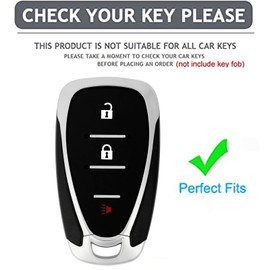 AIOEUOIA for Chevy Key Fob Shell Keyless Entry Systems Fit for Chevy Spark Traverse Equinox Trailblazer Trax 3 Buttons Smart Key Cover Case (Black-Red)