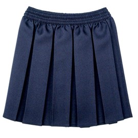 L S U Girls School Skirts Box Pleated Fully Elasticated Waist Skirt Kids School Uniform New (7-8 Years, Navy Blue)
