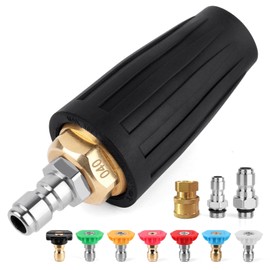 GIANTOOL Turbo Nozzle Pressure Washer, 4000 PSI 360°Rotating Power Washer Nozzles (Max 5000 PSI) with 1/4” and 3/8” Quick Connect, 7 Pressure Washer Nozzle Tips for Concrete, Brick, Driveway(4.0 GPM)