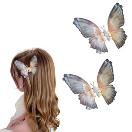 Sparkly Butterfly Hair Clips Y2k Butterfly with Pearl Design Barrettes Gradient Metal Duckbill Hairpin Non-Slip Hair Styling Clips for Women Wedding Daily Headwear