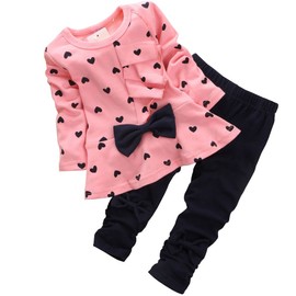 Csbks Baby Girl Long Sleeve Pant Sets Toddler Bow Sweetheart Clothing 2pcs Outfits 100 Pink