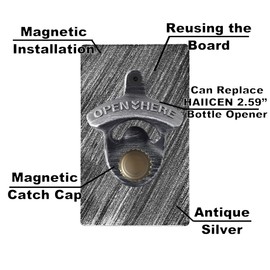 HAIICEN Age Silver Wall Mount Beer Opener Magnetic Bottle Cap Opener Stuck to Pick-up Truck