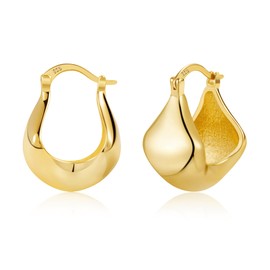 ALEXCRAFT Gold Silver Earrings Small Hoop Earrings Women's Hypoallergenic Silver 925 Earrings Chunky Small Hollow Hoop Earrings Thick Oval Hoop Earrings Huggie Hoop Earrings Chunky Hoop Earrings