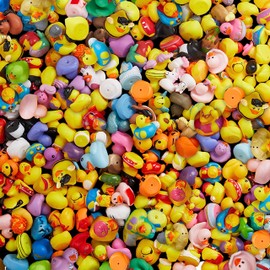 ValenLyra 200 Pack Rubber Duck for Jeeps Ducking - 2" Bulk Floater Duck for Kids - Baby Bath Toy Assortment - Party Favors, Birthdays, Bath Time, and More (100 Varieties)