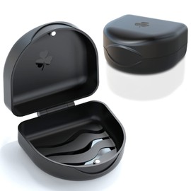 JJOVCE 2 PCS Retainer Cases, Solid Orthodontic Retainer Cases. (Black)