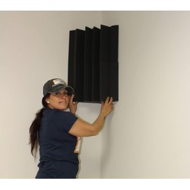 Set of 2 - Acoustic Foam Bass Trap Studio Soundproofing Corner Wall 12" X 12" X 24" - Color: Charcoal