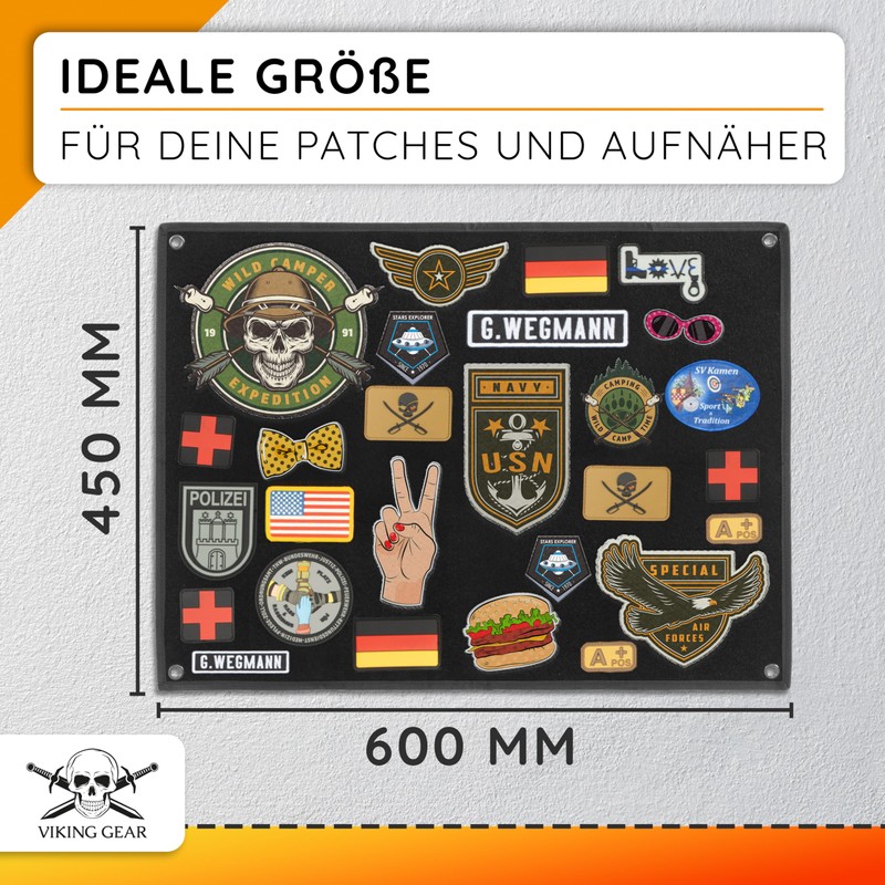 Patch Wall in Black with Metal Eyelets, Velcro Patch Display