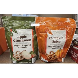 Clancy's Naturally Flavored Yogurt Covered Pretzels Apple Cinnamon & Pumpkin Spice 7oz 198g (Two Bags)