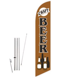 Craft Beer (Brown) Feather Flag with Complete 15ft Pole kit and Ground Spike
