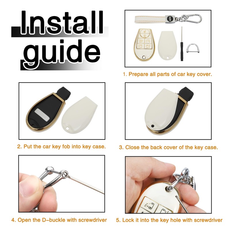TOMALL for Dodge Key Fob Cover with Keychain, 2 3