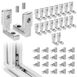 Pack of 20 T-Nut Inner Angle, 3030 M6 Aluminium Profile Connector Groove 6 T Slot 90° Inner Corner Connector with 40 Screws, Aluminium Profile Angle Corner Connector, Corner Connector for Aluminium