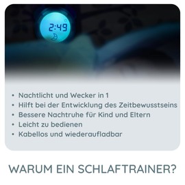 Alecto BC-100 Educational Alarm Clock Children - Sleep Trainer Children - Learn to Sleep and Wake Up with LED Children's Alarm Clock - White